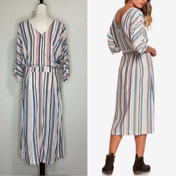 NWOT Roxy Run the Road 3/4 Sleeve Midi Dress - Picture 8 of 13